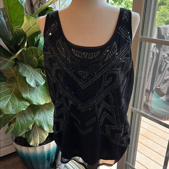Express Black Embellished Women's Tank Top- Size Large - Picture 1 of 9